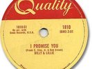 BILLY & LILLIE Rock'n Roll 78 RPM Record. I Promise You