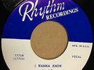 James Reed 1954 BLUES 45 I Wanna Know / Tin Pan Alley on Rhythm Label HEAR BB629
