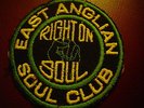 ORIGINAL NORTHERN SOUL PATCH-EAST ANGLIAN SOUL CLUB. RIGHT ON SOUL - EX