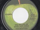 BEATLES BALLAD OF JOHN YOKO 45 SINGLE APPLE RECORD RARE LABEL VARIATION