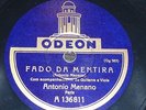 PORTUGAL 78 rpm RECORD Odeon ANTONIO MENANO Fado da Mentira / Fado Serenata