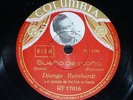 JAZZ 78 rpm RECORD Columbia Photo DJANGO REINHARDT Duke and Dukie / Sueño de...