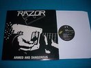 RAZOR - Armed & Dangerous LP 1st Press + Flyers/Letter BATHORY yellow Goat SODOM