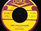 NORTHERN SOUL 45 MISS LAVELL Stop These Teardrops YES I'VE BEEN CRYING DUKE 307