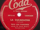 HEAR latin 78 TRIO LOS PANCHOS La Cucaracha CODA 5015 nice