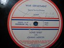 WW II  Radio Transcription Record: Johnny Mercer Song Sheet & Frank Lesser