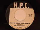 Two Friends 45 JUST TOO MUCH TO HOPE FOR / FAMILY REUNION  VG slight dish-dnap