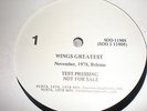 Wings LP Greatest NOVEMBER 1978 TEST PRESSING PROMO