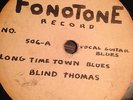 BLUES: rare John Fahey private Phonotone Port Island Blues/Long Time Blues E+