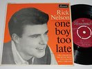 Mega rare Ricky Nelson EP Rick Nelson One boy too late UK Brunswick 1963 VG++