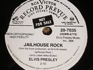 Elvis Presley white PREVIEW LAB 78rpm JAILHOUSE ROCK / TREAT ME NICE  RCA Victor