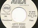JOHNNY (Paris) & THE HURRICANES on Atila --JUDY'S MOODY-- rare 45 | PROMO LISTEN