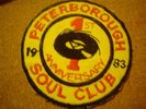ORIGINAL NORTHERN SOUL PATCH-PETERBOROUGH SOUL CLUB 1ST ANNIVERSARY 1983-EX