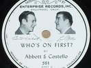 Abbott & Costello-Who's On First comedy routine Enterprise 501 78 N- condition