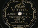WILL SHADE VICTOR 21725 BLUES 78 RPM RECORD E- (OF MEMPHIS JUG BAND)