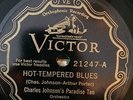Victor 21247 Charlie Johnson Paradise 10 HOT-TEMPERED BLUEs Jabbo 78 rpm 1928 E+