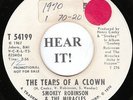 Smokey Robinson & Miracles MOTOWN 45 (Tamla 54199 DJ) Tears Of A Clown RARE VG+