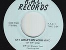 Modern Soul 45 - D. Watson - Say What's On Your Mind - R.A.C. - VG++ mp3 - rare