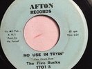 The Five Bucks: No Use in Tryin'/Now You're Gone 45 rpm Rare Garage Afton 1701