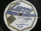 The Embassy Six on rare Curry Label 78 rpm Ten Little Miles From Town
