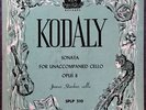 Janos Starker KODALY Sonata For Unaccompanied Cello ED1 Period SPLP 510 RARE