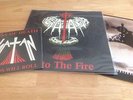 SATAN ** INTO THE FIRE ** VINYL LP + KISS OF DEATH 7