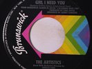 ARTISTICS: Girl I Need You / Glad I Met You 45 rare Soul