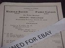 PIANO-CELLO:HAROLD BAUER,PABLO CASALS 1924 WEST COAST RECITAL:ONE SHEET PROGRAM