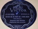 78rpm Country - Victor 23565 - GRAYSON AND WHITTER - Never Be As Fast... - 1929