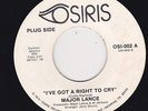 CROSSOVER SOUL 45 RPM - MAJOR LANCE on OSIRIS  RECORDS