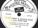 78 RPM RARE WALT5 DISNEY & DONALD DUCK PROMOTION OF PETER PAN MUST SEE / EE-
