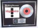 Rolling Stones, Highwire, mit Cover, Platin Record, Schallplatte, Award, gold