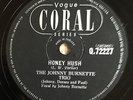 JOHNNY BURNETTE TRIO 'LONESOME TRAIN' / 'HONEY HUSH' UK CORAL ROCKABILLY 78.