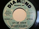 DICKEY & GLORIA Soul PROMO Brown Wax 45rpm Let Me Know b/w Mr Clean LISTEN