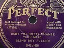 BLIND BOY FULLER & BLIND GARY DAVIS PERFECT 60360 BLUES 78 RPM RECORD E+