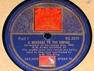 KING GEORGE VI MESSAGE TO THE EMPIRE CHRISTMAS DAY 1943 HMV 78RPM RC3374