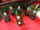 Fantastic RARE 6 Emerald Green Glasses-THE BLACKWOOD BROS. Pictures on glasses