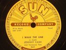 SUN 241 JOHNNY CASH I WALK THE LINE b/w GET RHYTHM 1956 78 VG