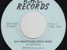 Modern Soul 45 - D. Watson - Say What's On Your Mind - R.A.C. - VG++ mp3