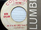 Bob Dylan ONE OF US MUST KNOW SOONER OR LATER short+LONG white LABEL PROMO 45 wC
