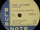 THELONIOUS MONK April in Paris/Nice Work ART BLAKEY BLUE NOTE VG+ 78 LP
