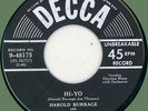 HAROLD BURRAGE (w/ Horace Henderson) Hi-Yo 45rpm Decca 1950 jump blues