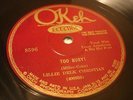 JAZZ LILLIE DELK CHRISTIAN LOUIS ARMSTRONG Too Busy OKEH 8596 E+