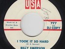 Blues R&B 45 - Billy Emerson - I Took It So Hard - USA - mp3