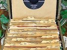 Old WOOD RECORD HOLDER Including (75) Fifties 45's - VINYL Coated - VERY Retro