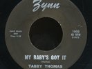 45bs-Louisiana Northern Soul-ZYNN 1002-Tabby Thomas- ***** Autographed sleeve