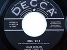 HEAR Louis Jordan 45 Run Joe/Time Marches DECCA 9-30223 jump blues R&B calypso