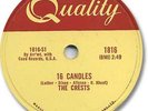 Super Rare 1959 The CRESTS Doo Wop 78 RPM Record. Sixteen 16 Candles