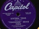 Tennessee Ernie Ford Sixteen Tons 78 1st Press Large Print Nice VG+ Capitol 3262