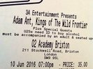 Tickets x2 Adam Ant, Kings of The Wild Frontier. 02 Academy Brixton.